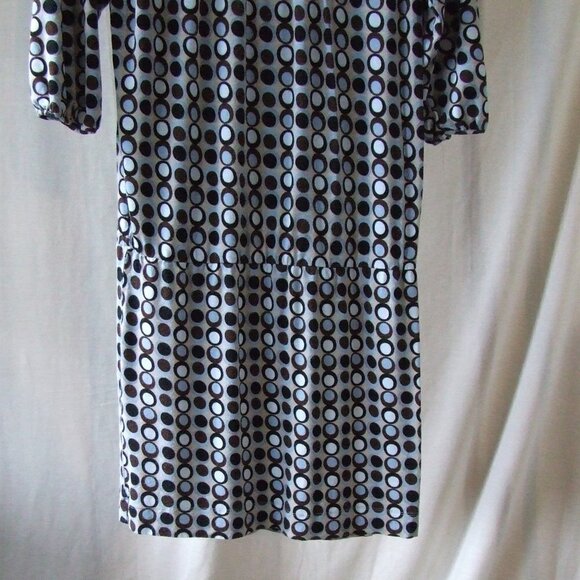 BCBGMaxAzria dress polka dot blue black brown medium pull over graphic dots - Picture 7 of 15
